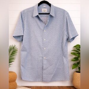 🩵🔥👉 Bixby Nomad Slim Fit Button Up Shirt XL Blue Pattern Short Sleeve Casual